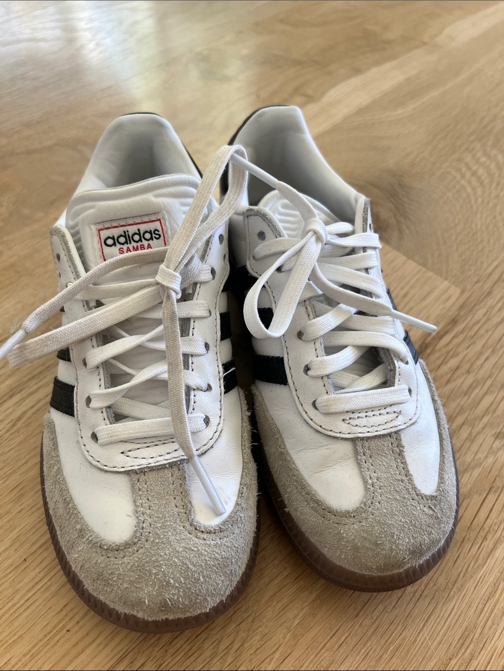 adidas Samba kid’sWhite, Black & Beige Suede Leather Sneakers